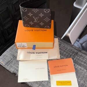 Louis Vuitton Black and Gray Monogram Wallet